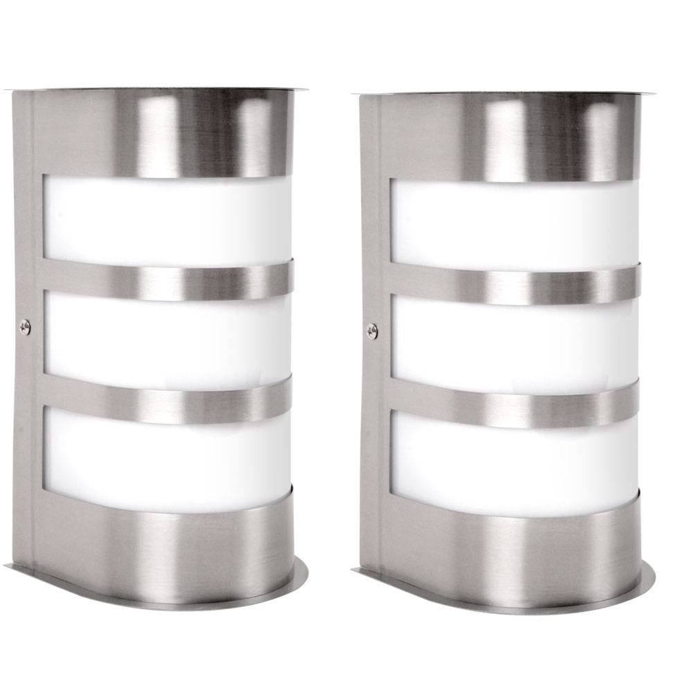 2er Set Outdoor Fassaden Leuchte Edelstahl Lampe im Set inklusive zwei 4 Watt LED Leuchtmittel