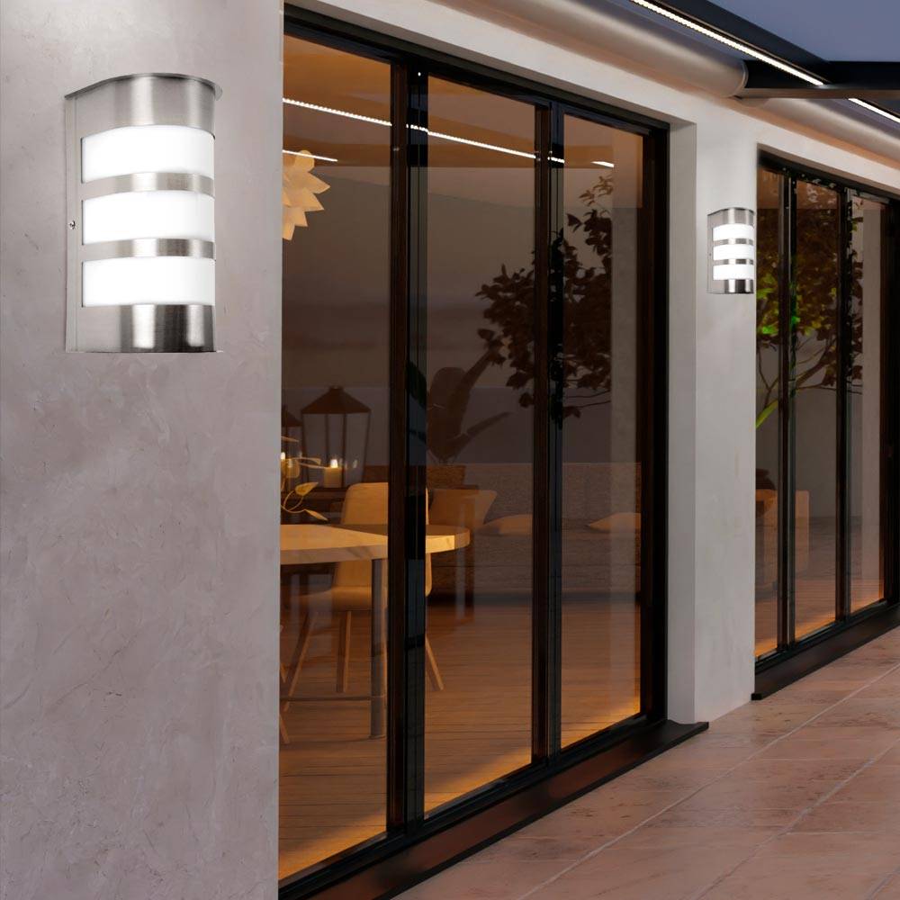 2er Set Outdoor Fassaden Leuchte Edelstahl Lampe im Set inklusive zwei 4 Watt LED Leuchtmittel
