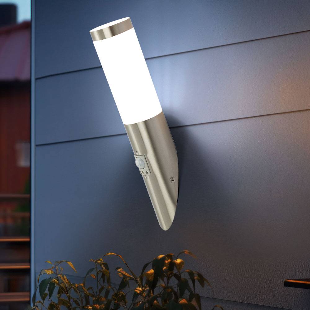 Wandleuchte mit Bewegungsmelder Außenleuchte Wand Modern Wandfackel Garten, Fernbedienung dimmbar, RGB LED 3,5W 320Lm warmweiß, DxH 7,6x41 cm