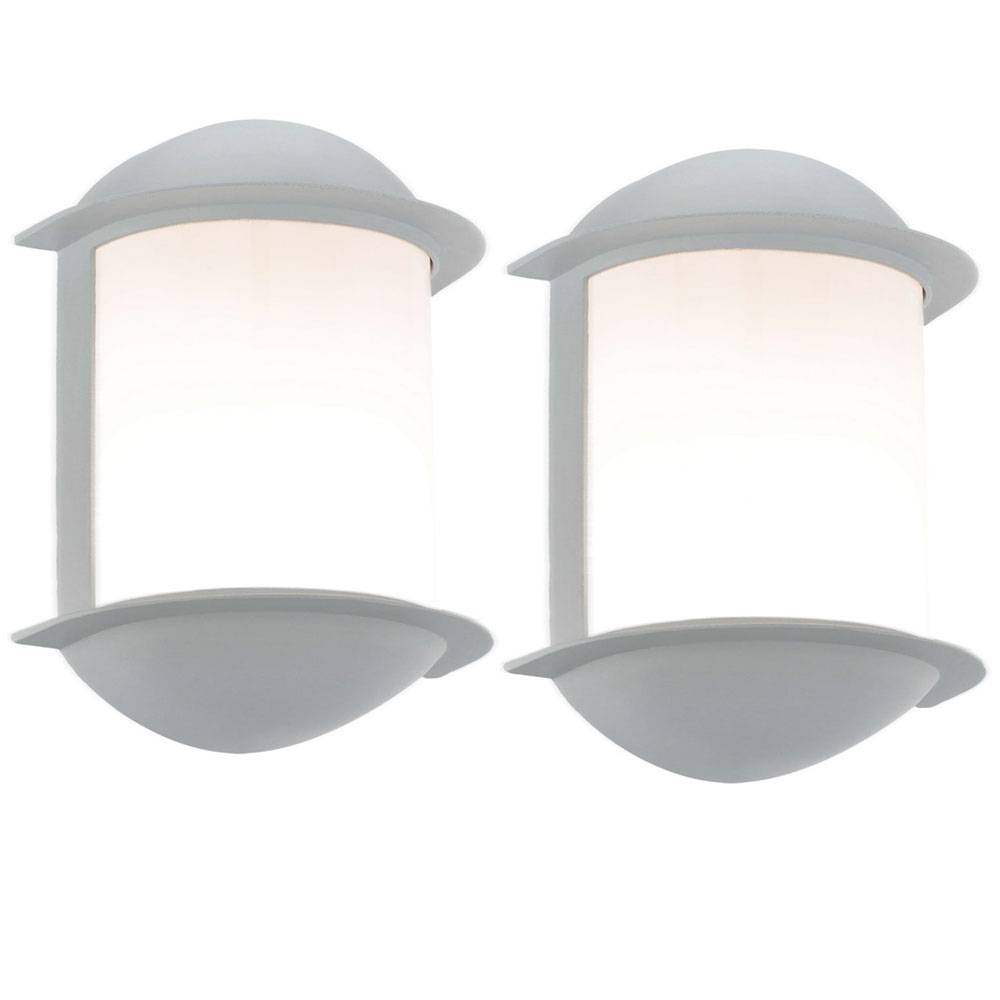 Wandleuchte Aussen Wandlampe Garten Terrassenleuchte Außen, Aluguss silber, 1x LED 7W 550Lm, LxAxH 16x22x10 cm, 2er Set