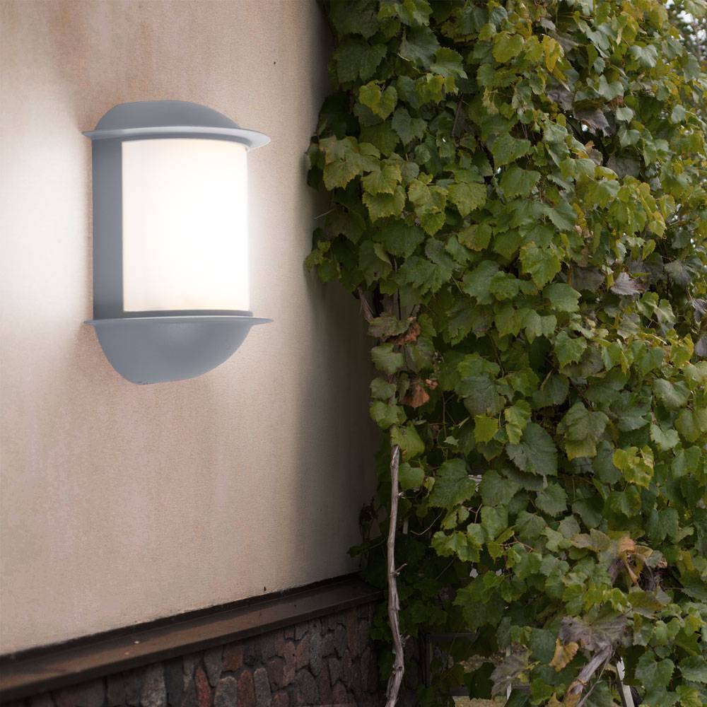 Wandleuchte Aussen Wandlampe Garten Terrassenleuchte Außen, Aluguss silber, 1x LED 7W 550Lm, LxAxH 16x22x10 cm, 2er Set