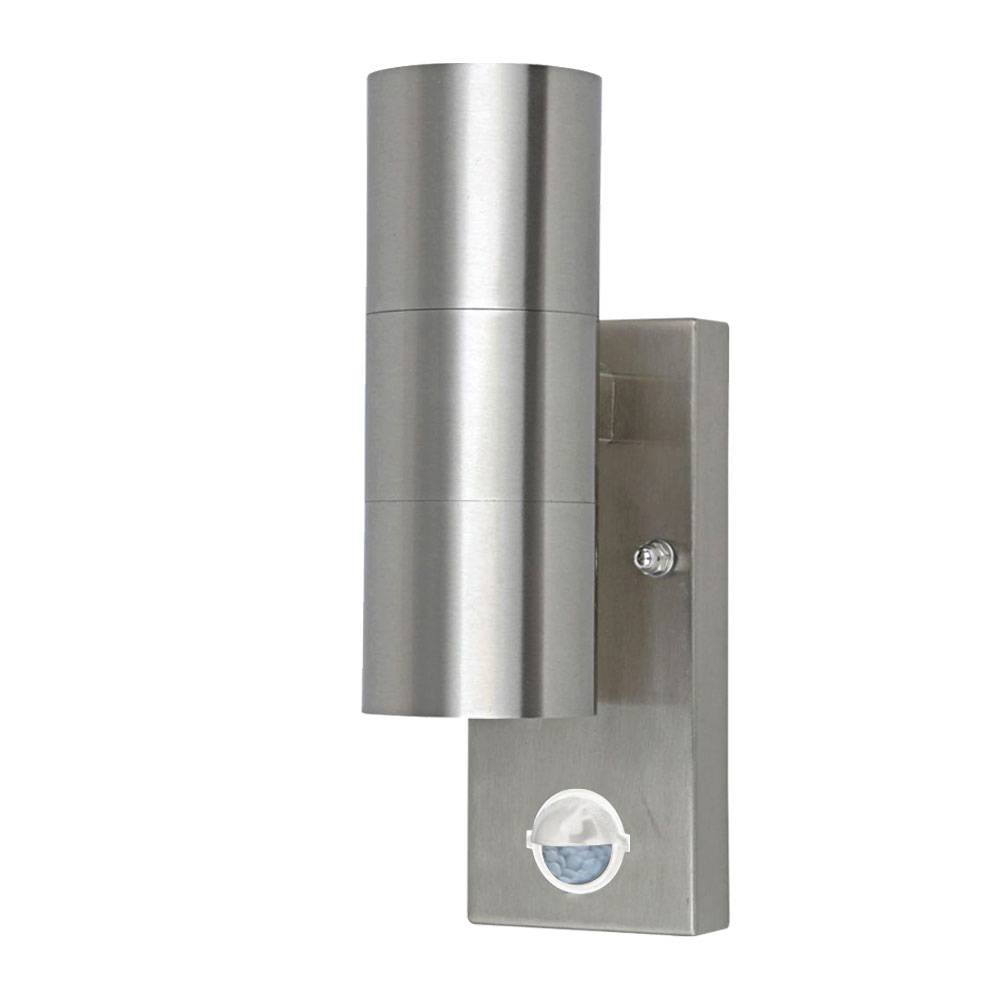 Edelstahl Wand Strahler UP Down Außen Leuchte Bewegungsmelder Garten Lampe im Set inkl. LED Leuchtmittel