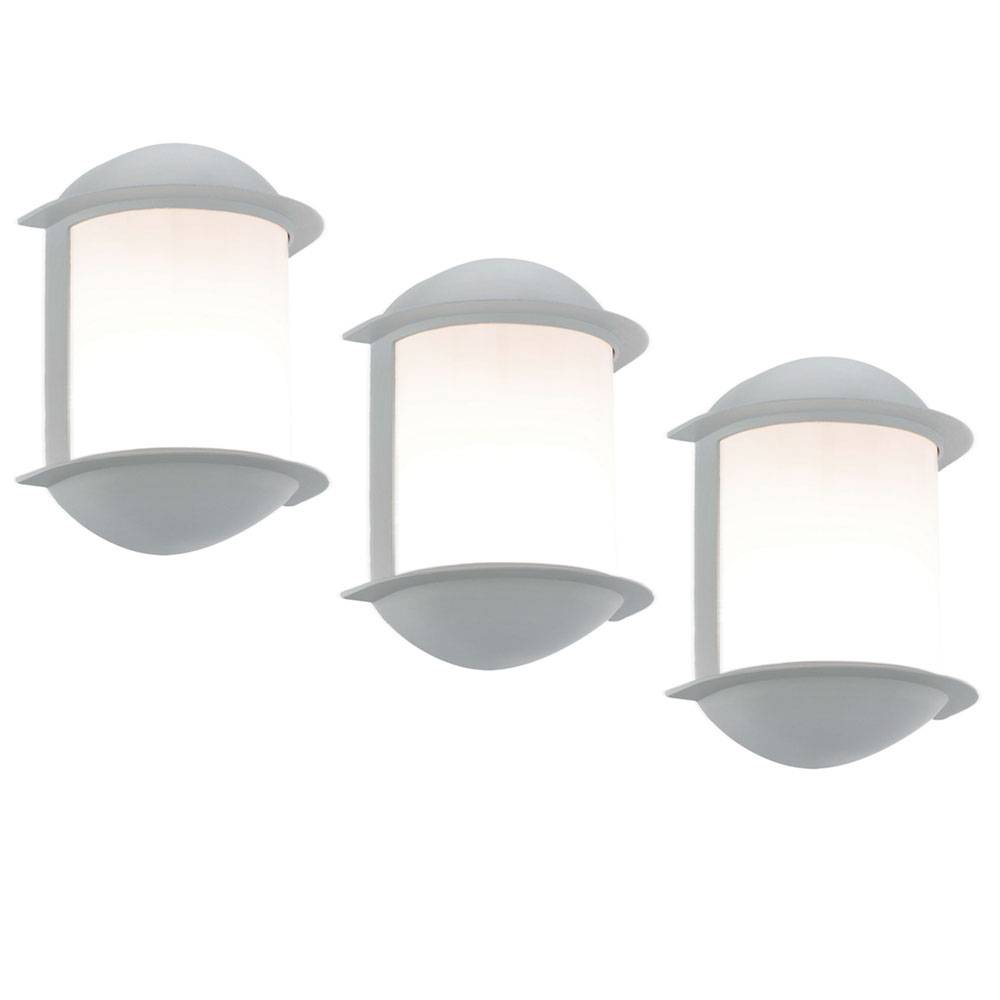 Wandleuchte Aussen Wandlampe Garten Terrassenleuchte Außen, Aluguss silber, 1x LED 7W 550Lm, LxAxH 16x22x10 cm, 3er Set