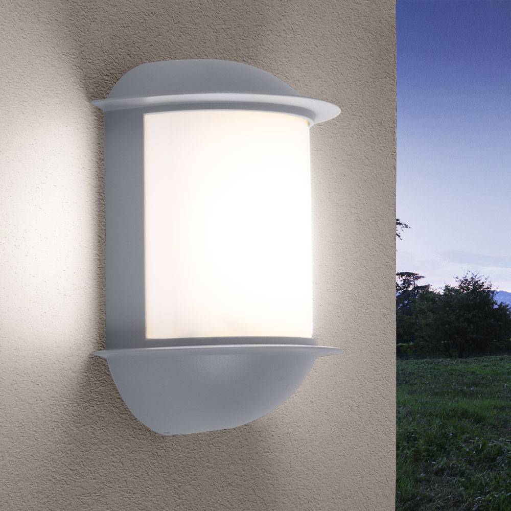 Wandleuchte Aussen Wandlampe Garten Terrassenleuchte Außen, Aluguss silber, 1x LED 7W 550Lm, LxAxH 16x22x10 cm, 3er Set