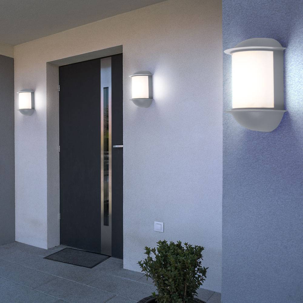Wandleuchte Aussen Wandlampe Garten Terrassenleuchte Außen, Aluguss silber, 1x LED 7W 550Lm, LxAxH 16x22x10 cm, 3er Set