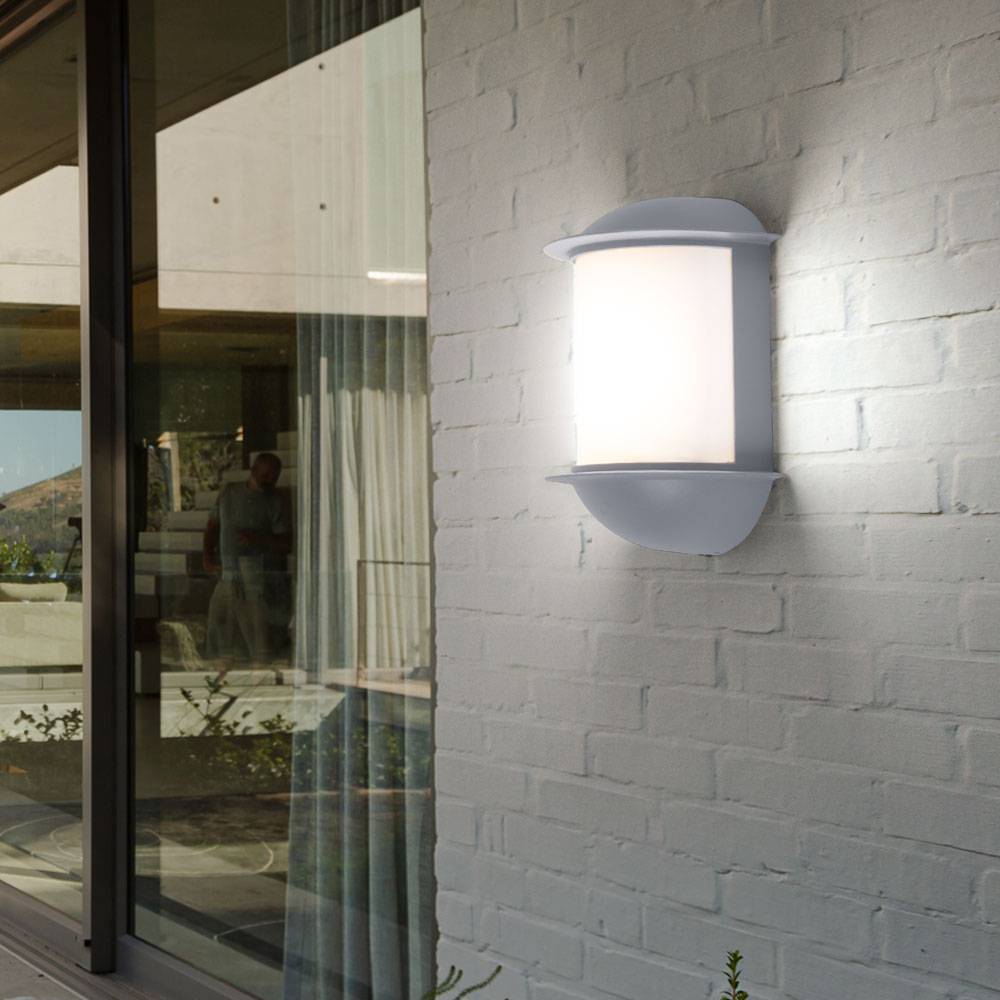Wandleuchte Aussen Wandlampe Garten Terrassenleuchte Außen, Aluguss silber, 1x LED 7W 550Lm, LxAxH 16x22x10 cm, 3er Set