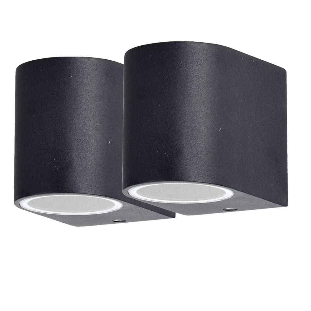 2er Set Außen Wand Lampen Alu Down Strahler Fassaden Beleuchtung im Set inklusive LED Leuchtmittel