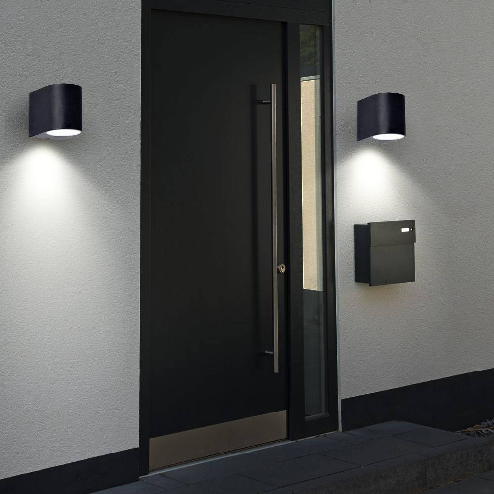 2er Set Außen Wand Lampen Alu Down Strahler Fassaden Beleuchtung im Set inklusive LED Leuchtmittel