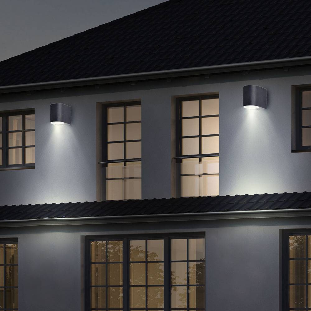 2er Set Außen Wand Lampen Alu Down Strahler Fassaden Beleuchtung im Set inklusive LED Leuchtmittel