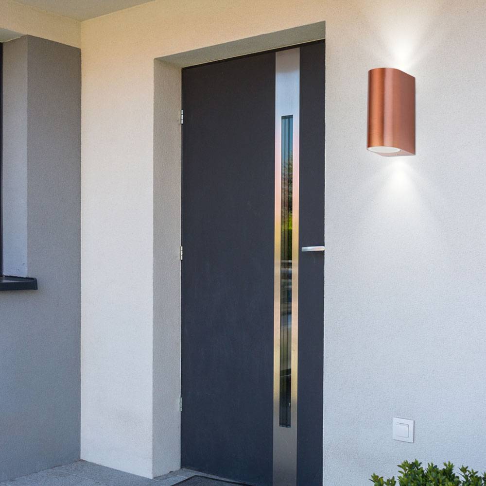 3er Set Wand Lampen kupferfärbig Außen Leuchten Veranda Beleuchtung Alu Up Down Strahler
