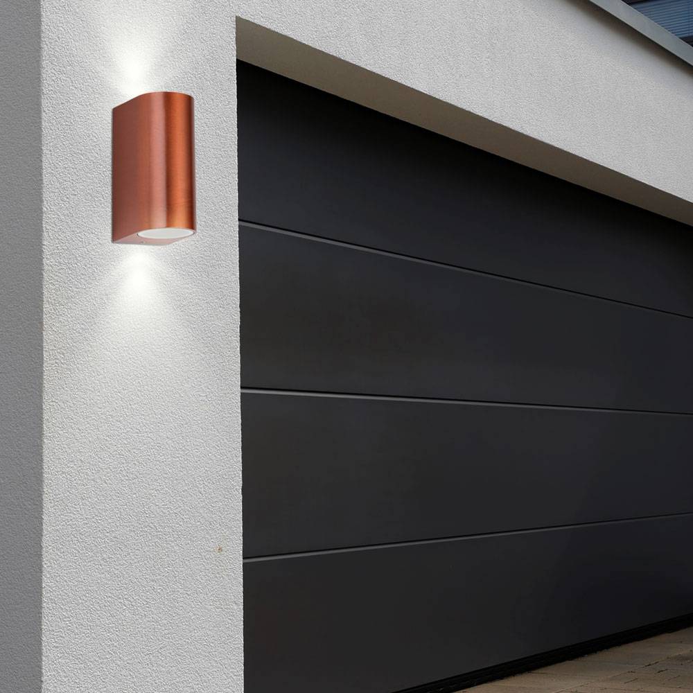 Außen Up Down Beleuchtung Wand Strahler Garten Alu Lampe kupfer im Set inklusive LED Leuchtmittel
