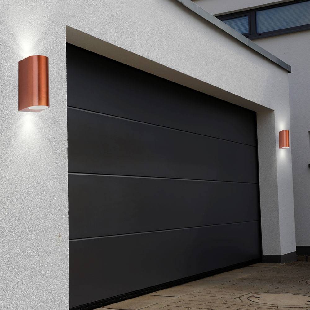Außen Up Down Beleuchtung Wand Strahler Garten Alu Lampe kupfer im Set inklusive LED Leuchtmittel