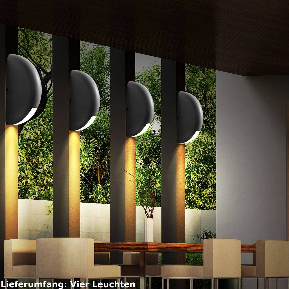 4er Set Hauswand Leuchten Außen Strahler Lampen im Set inklusive LED Leuchtmittel