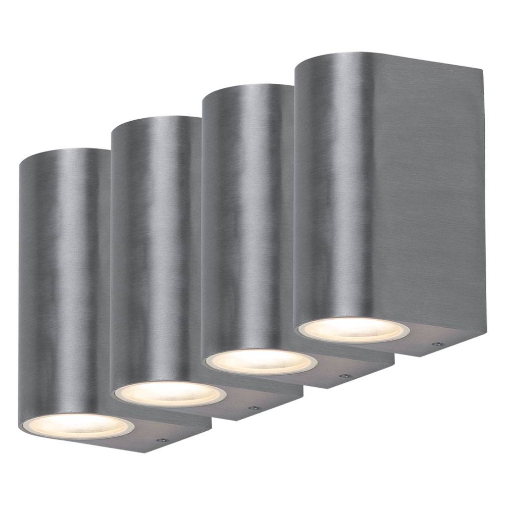 4er Set Außen Leuchten Balkon Wand Up Down Strahler Alu gebürstet Terrassen Beleuchtung IP44