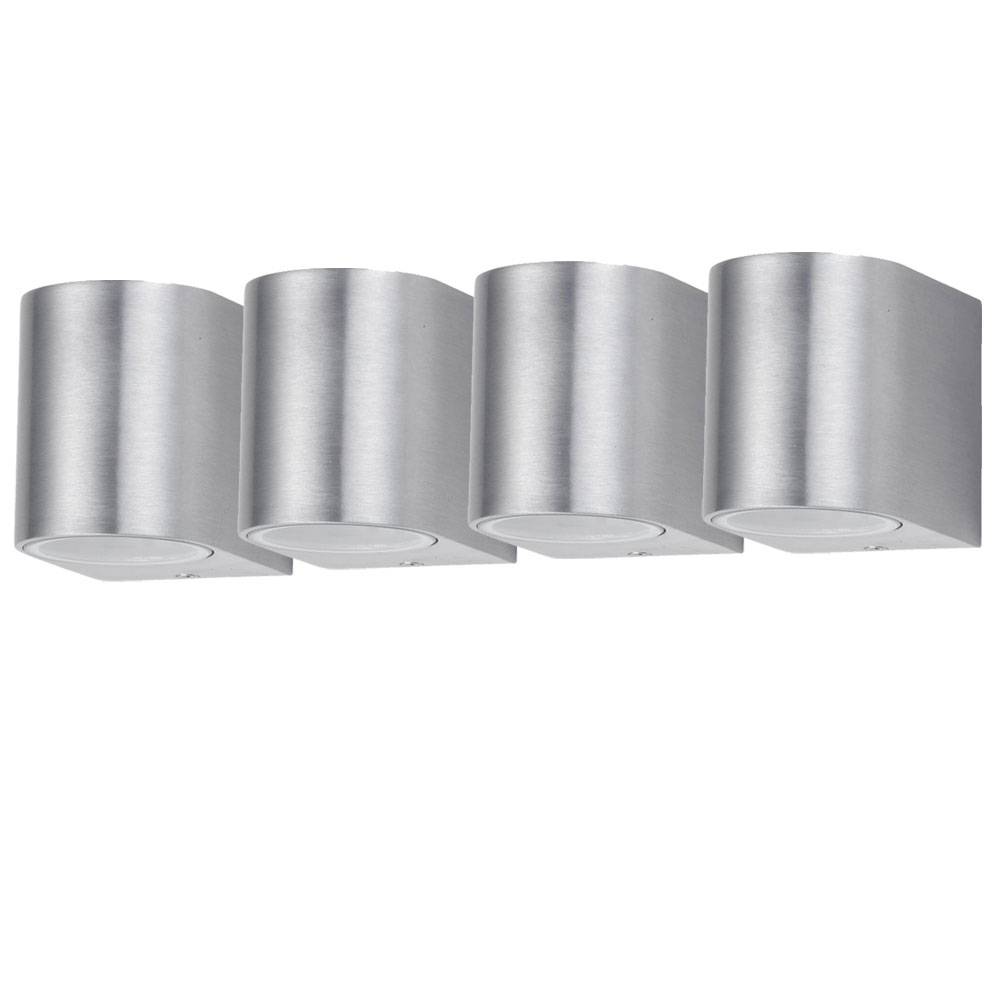 4er Set Außen Beleuchtung Fassaden Wand Lampen Down Strahler Hof Leuchten silber