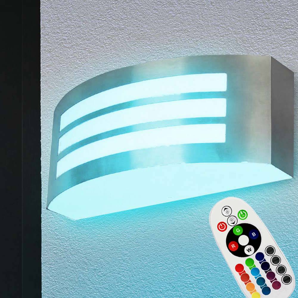 Wand Lampe ALU Fassaden Strahler Fernbedienung Außen Lampe dimmbar im Set inkl. RGB LED Leuchtmittel