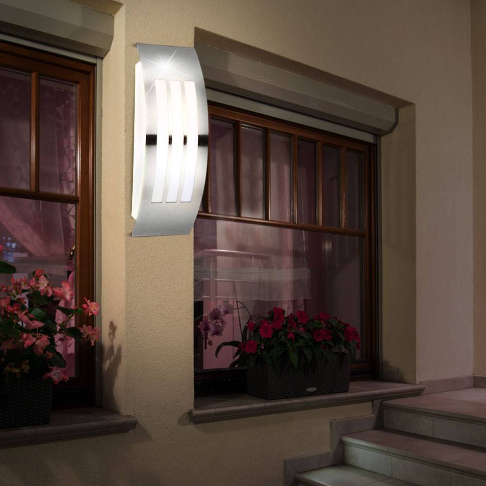 Außenwandlampe Haustürleuchte Edelstahl Terrassenleuchte Fassadenlampe LED Gartenleuchte, 9W 810lm warmweiß, BxH 10 x 32 cm, 2er Set