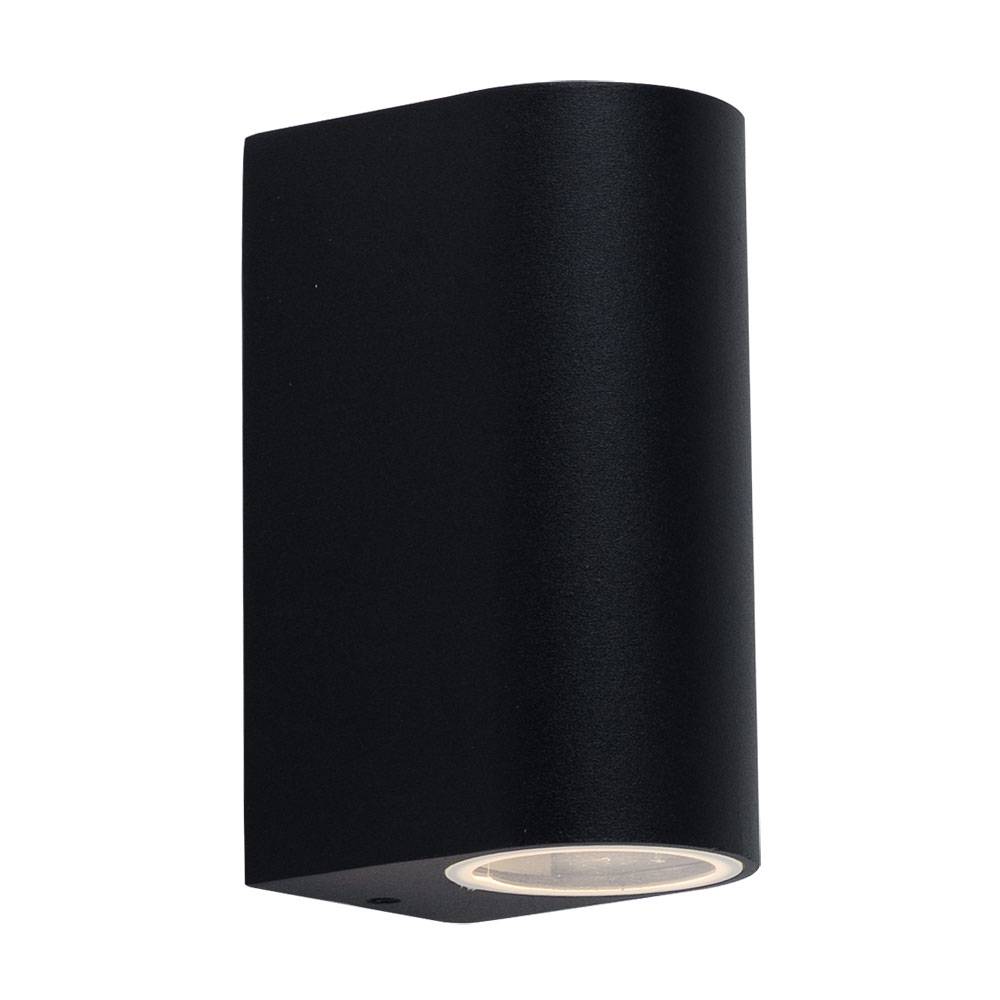 Up Down Wandleuchte schwarz Wand Außenleuchte Aluminium Aussenleuchten Haustür, dimmbar Fernbedienung, 2x RGB LED 3,5W 290Lm warmweiß, BxH 6,5x14,5