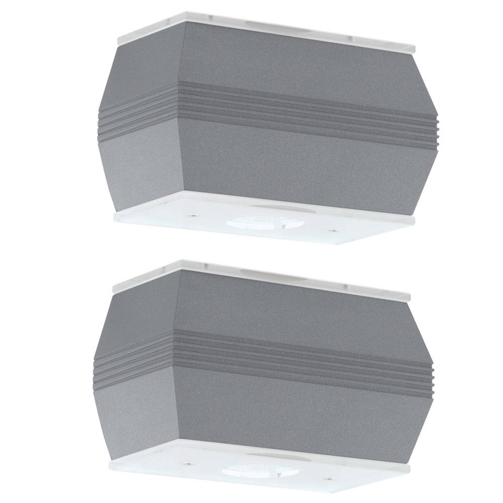Außenwandleuchte Up Down Wandlampe Alu Fassadenleuchte LED Außenlampe silber, 4x 2,5W 4x 180lm warmweiß, 2er Set