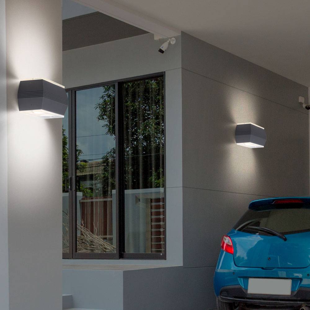 Außenwandleuchte Up Down Wandlampe Alu Fassadenleuchte LED Außenlampe silber, 4x 2,5W 4x 180lm warmweiß, 2er Set