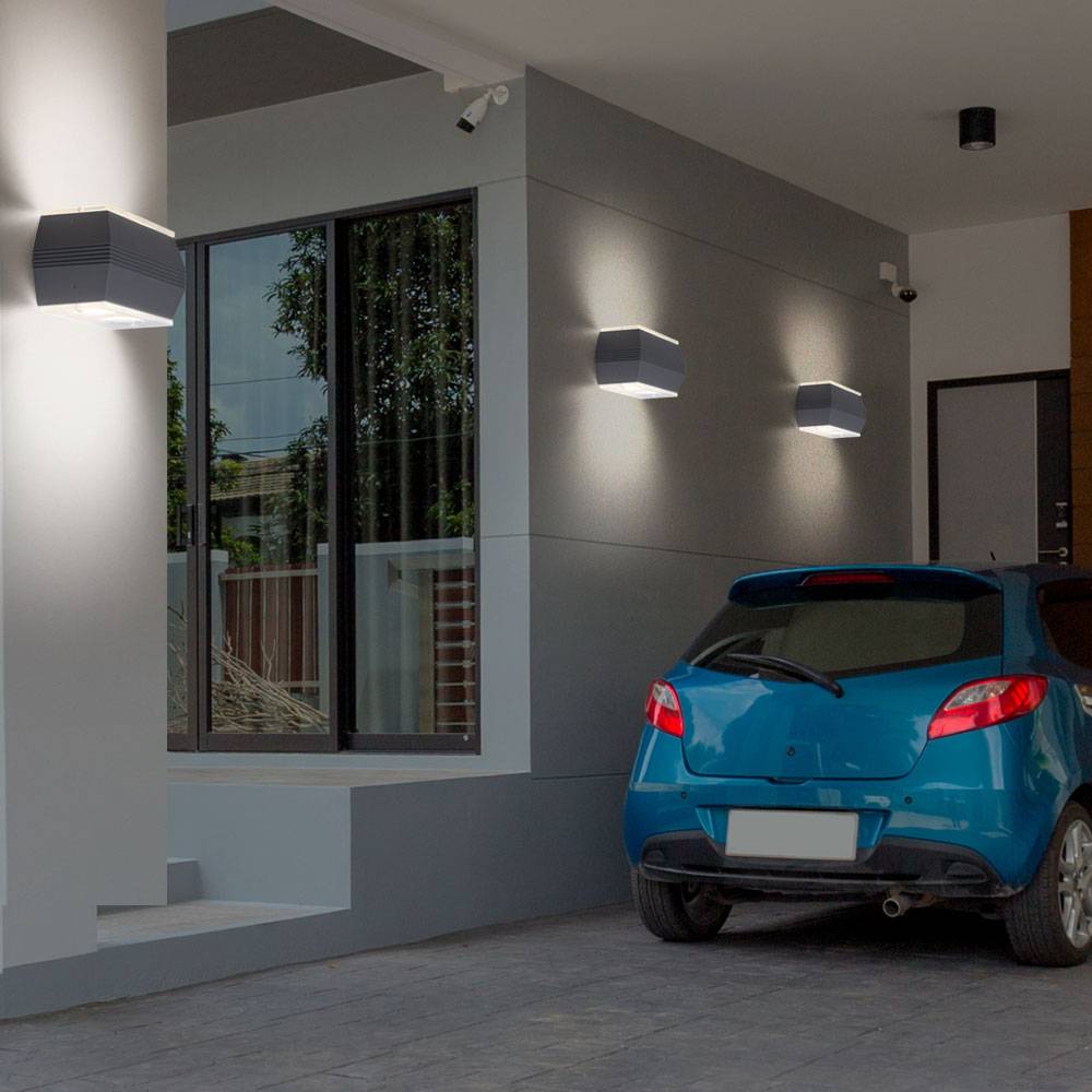 Außenwandleuchte Up Down Wandlampe Alu Fassadenleuchte LED Außenlampe silber, 4x 2,5W 4x 180lm warmweiß, 2er Set