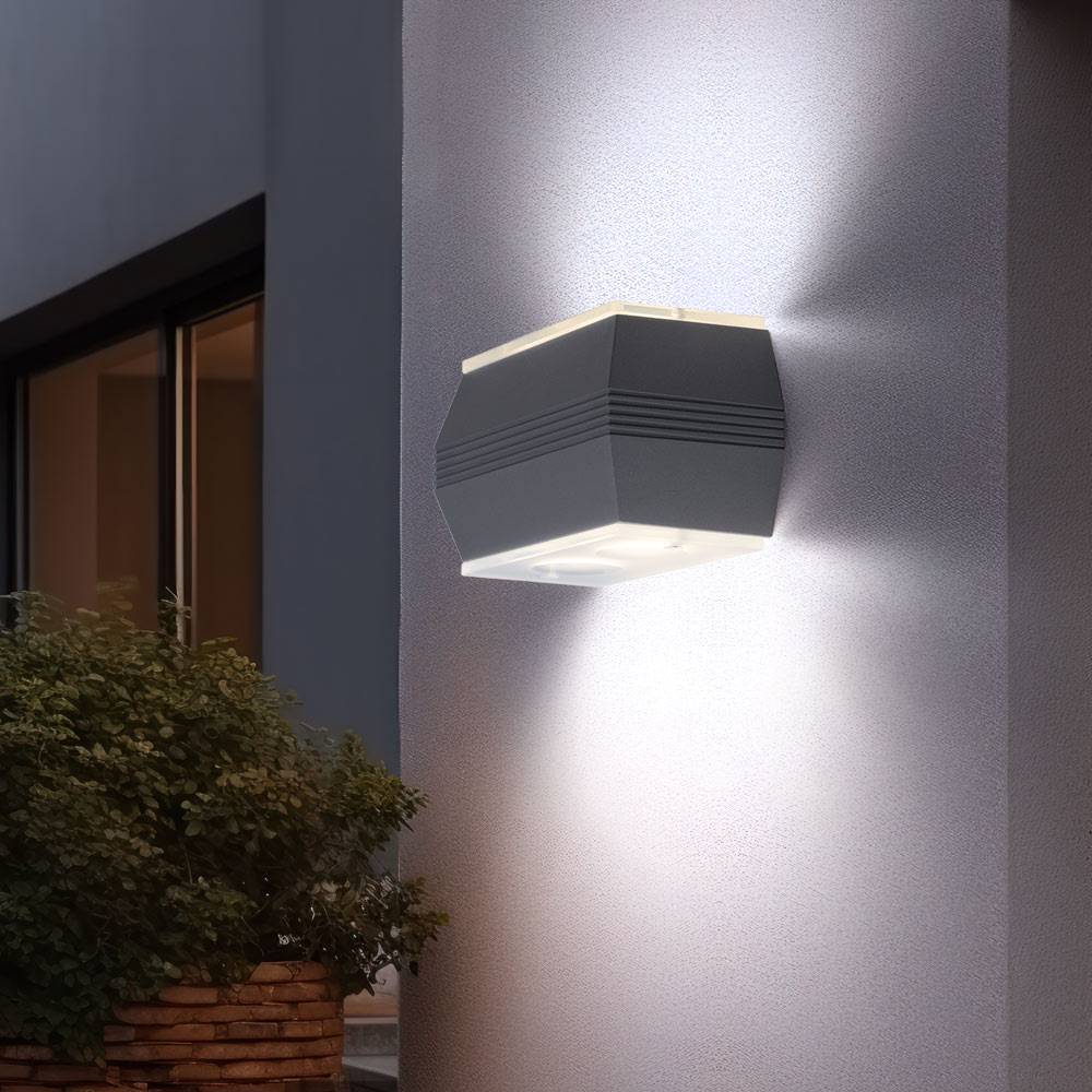 Außenwandleuchte Up Down Wandlampe Alu Fassadenleuchte LED Außenlampe silber, 4x 2,5W 4x 180lm warmweiß, 2er Set