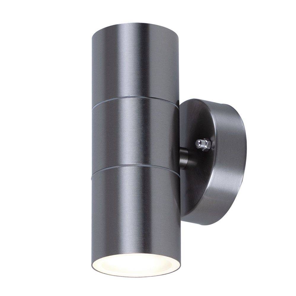 RGB LED Wandleuchte Außenwandleuchte mit Fernbedienung Farbwechsler Wandlampe Außenleuchte UP DOWN IP44, Edelstahl grau, dimmbar, 2 Flammig, 3,5W 29