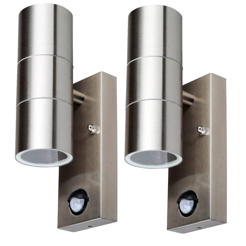 2er Set RGB LED Außen Leuchten Up Down Wand Strahler dimmbar Fernbedienung Fassaden Spots Edelstahl