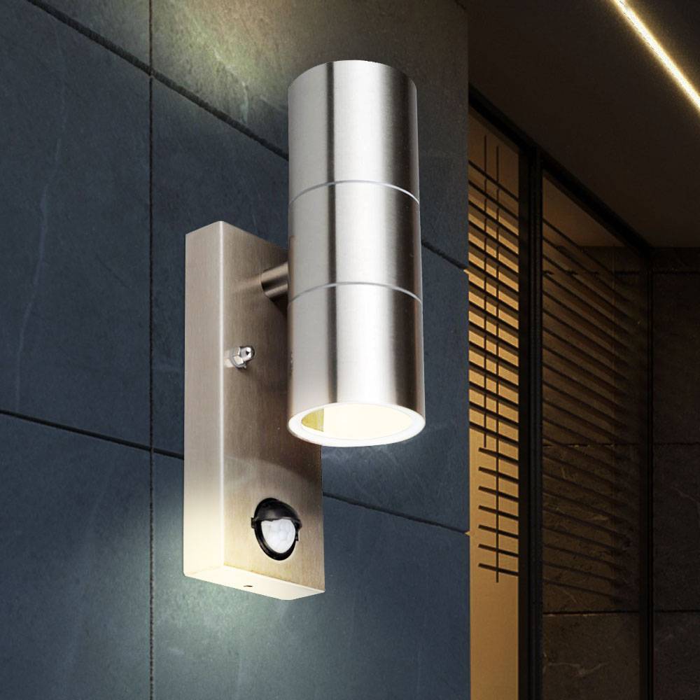 Wand Lampe Fernbedienung Außen Sensor UP DOWN Strahler dimmbar im Set inkl. RGB LED Leuchtmittel