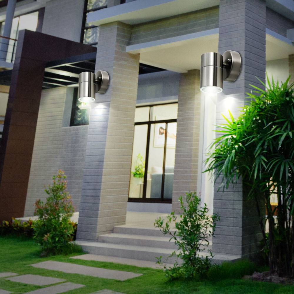 3er Set Wand Leuchten silber Außen Bereich Edelstahl Down Strahler matt Fassaden Glas Beleuchtung