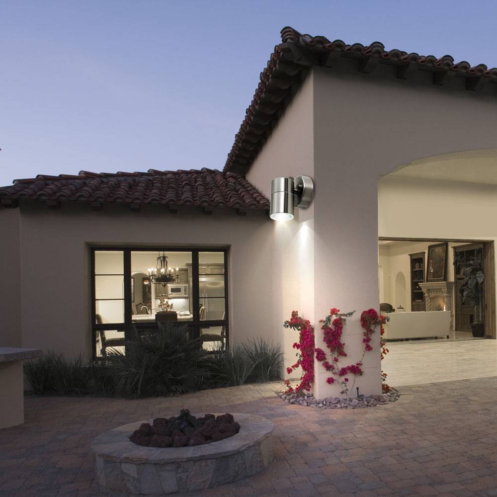 2er Set Design Down Strahler Fassaden Beleuchtung Garten Terrassen Lampen Edelstahl Leuchten IP44