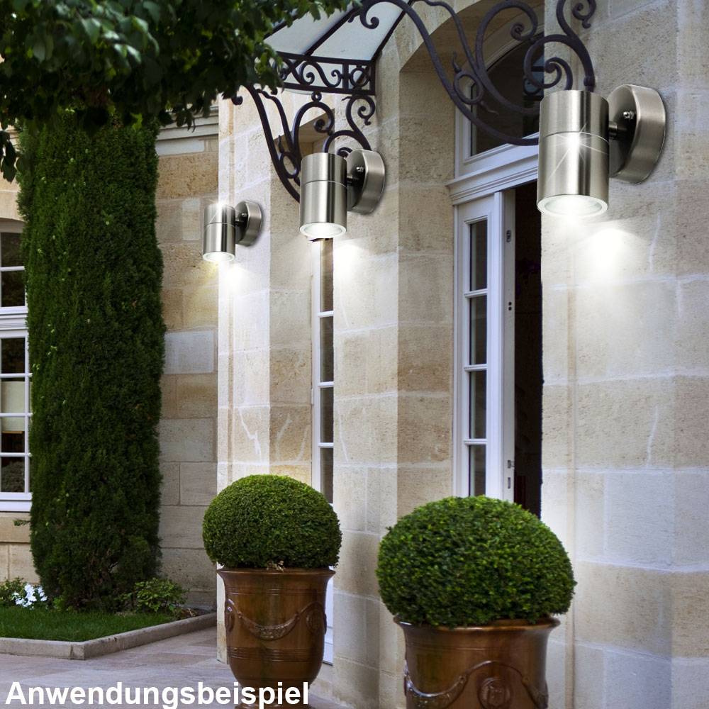 2er Set Design Down Strahler Fassaden Beleuchtung Garten Terrassen Lampen Edelstahl Leuchten IP44