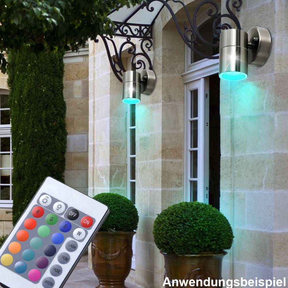 Wandlampe dimmbar mit Fernbedienung LED Wandlaterne Außenleuchte Haustürlampe Gartenleuchte, RGB Farbwechsel, 4W 300lm warmweiß, DxH 8,5x11,8 cm,
