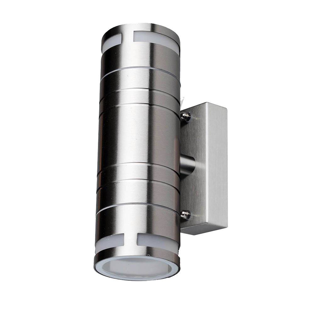 Wandleuchte Außenleuchte Up & Down Strahler Hauswandleuchte Außenlampe Wandlampe Terrasse, IP44 2 flammig, Edelstahl Glas, 2x GU10 Fassungen, DxHxT