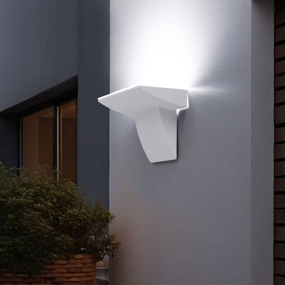Wandleuchte Außenlampe Wandlampe Außenleuchte Hauswand Kellerleuchte, Spritzwasserfest, weiß, 1x LED 2,5W 180Lm 3000K, LxHxT 24x17,5x14cm, 2er Set
