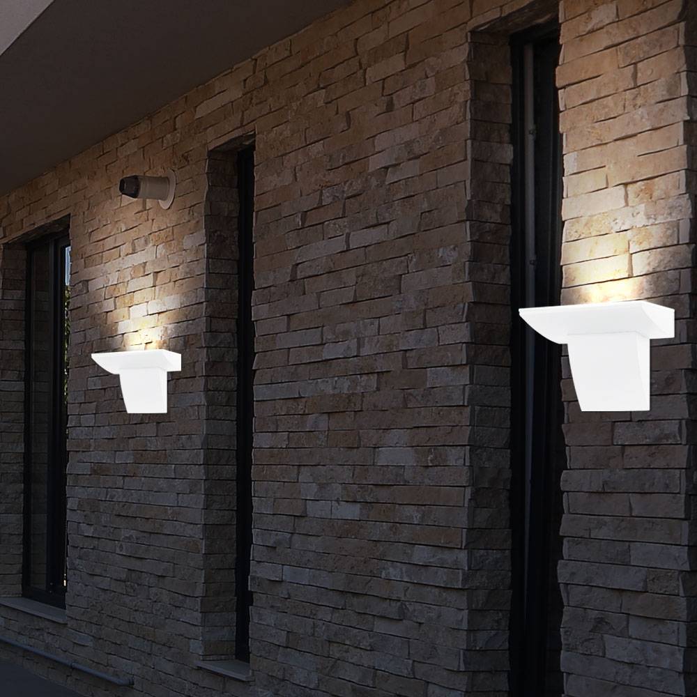 Wandleuchte Außenlampe Wandlampe Außenleuchte Hauswand Kellerleuchte, Spritzwasserfest, weiß, 2x LED 2,5W 180Lm 3000K, LxHxT 24x17,5x14cm, 3er Set