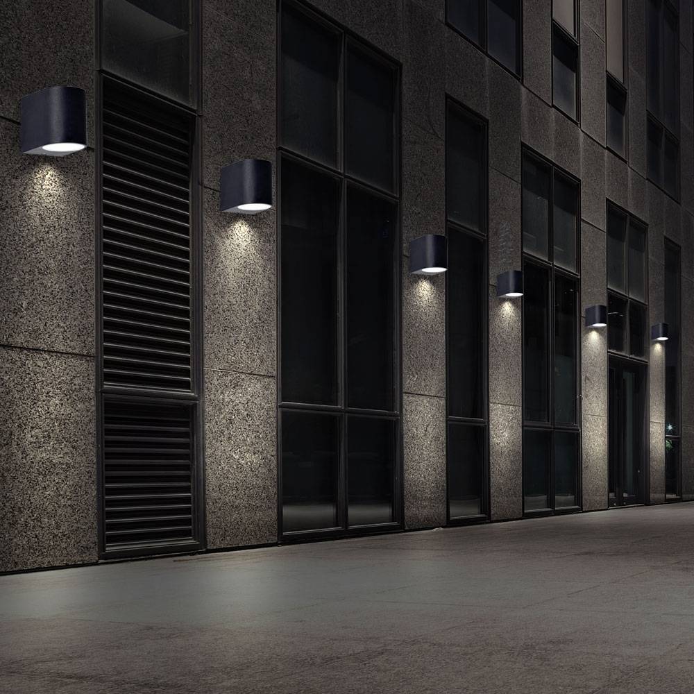 6er Set Außen Wand Down Leuchten Alu Druck Guss schwarz matt Terrassen Fassaden Glas Lampen