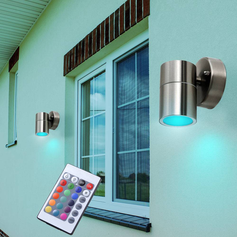 Wandlampe dimmbar mit Fernbedienung LED Wandlaterne Außenleuchte Haustürlampe Gartenleuchte, RGB Farbwechsel, 4W 300lm warmweiß, DxH 8,5x11,8 cm,