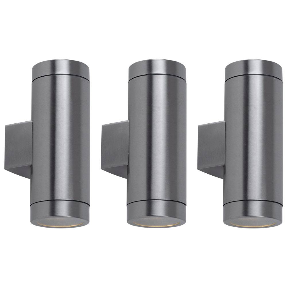 3er Set Up Down Wand Strahler Edelstahl Fassaden Beleuchtung Haus Tür Außen Lampen Spot Leuchten