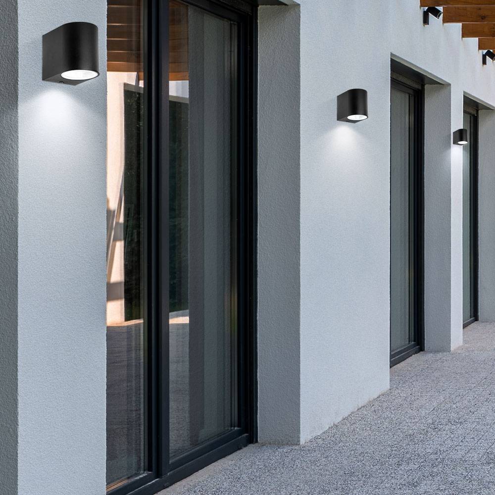 3er Set Wand Lampen Außenbereich Down Strahler Alu schwarz Veranda Balkon Beleuchtung IP44
