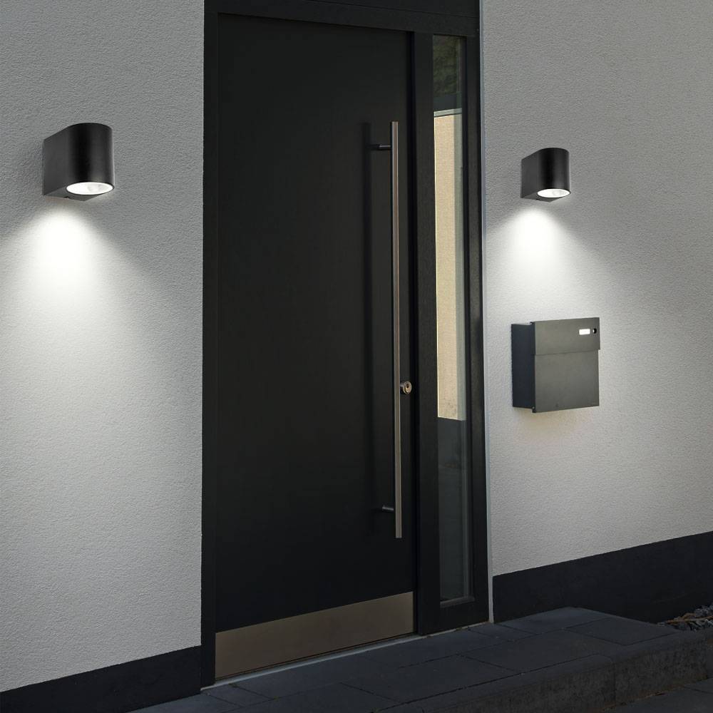 DOWN Strahler Haus Wand Leuchte Außen Beleuchtung ALU Spot Fassade im Set inkl. LED Leuchtmittel