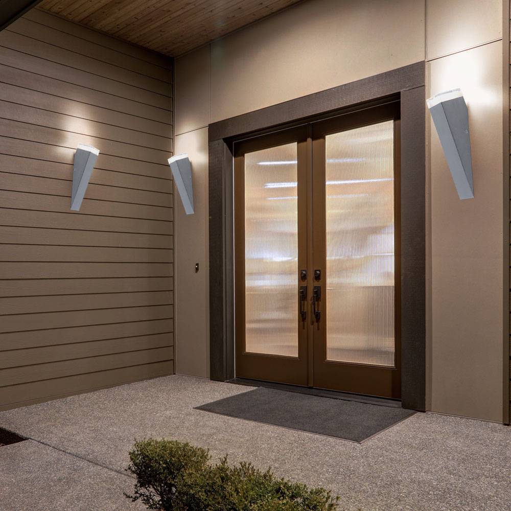 Außenwandlampe Wandleuchte Wandlampe, Fackel Eingangsbereich Terrasse, IP44, Edelstahl silber, HxBxT 30,5x7,5x8,5cm, 3er set