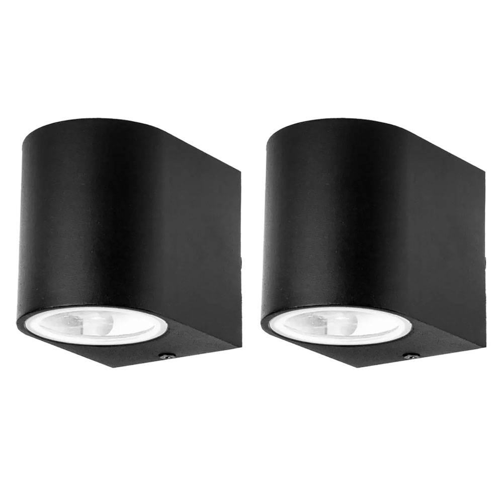 2er Set LED Wand Lampen Down Strahler Fassaden Spots Garten Beleuchtung ALU Außen Leuchten schwarz