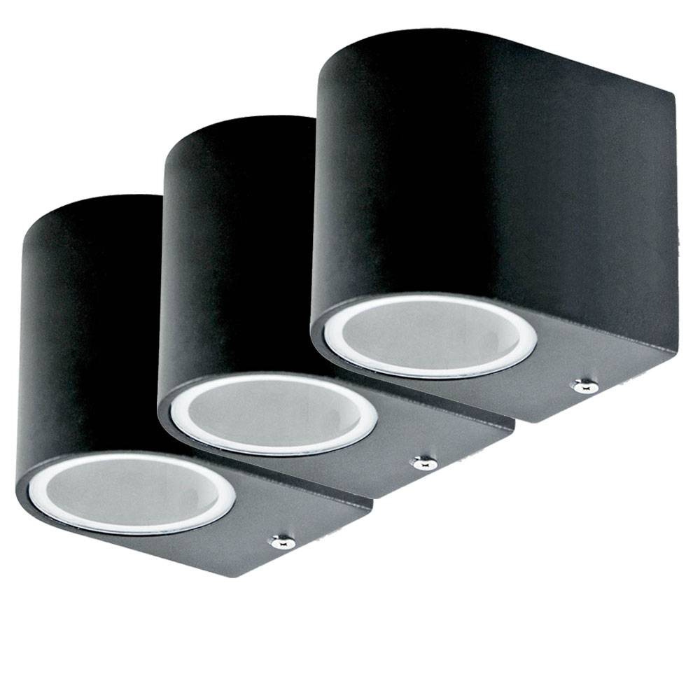 3er Set LED Down Strahler Fassaden Haus Tür Leuchten Wand Spot Außen Lampen Alu schwarz