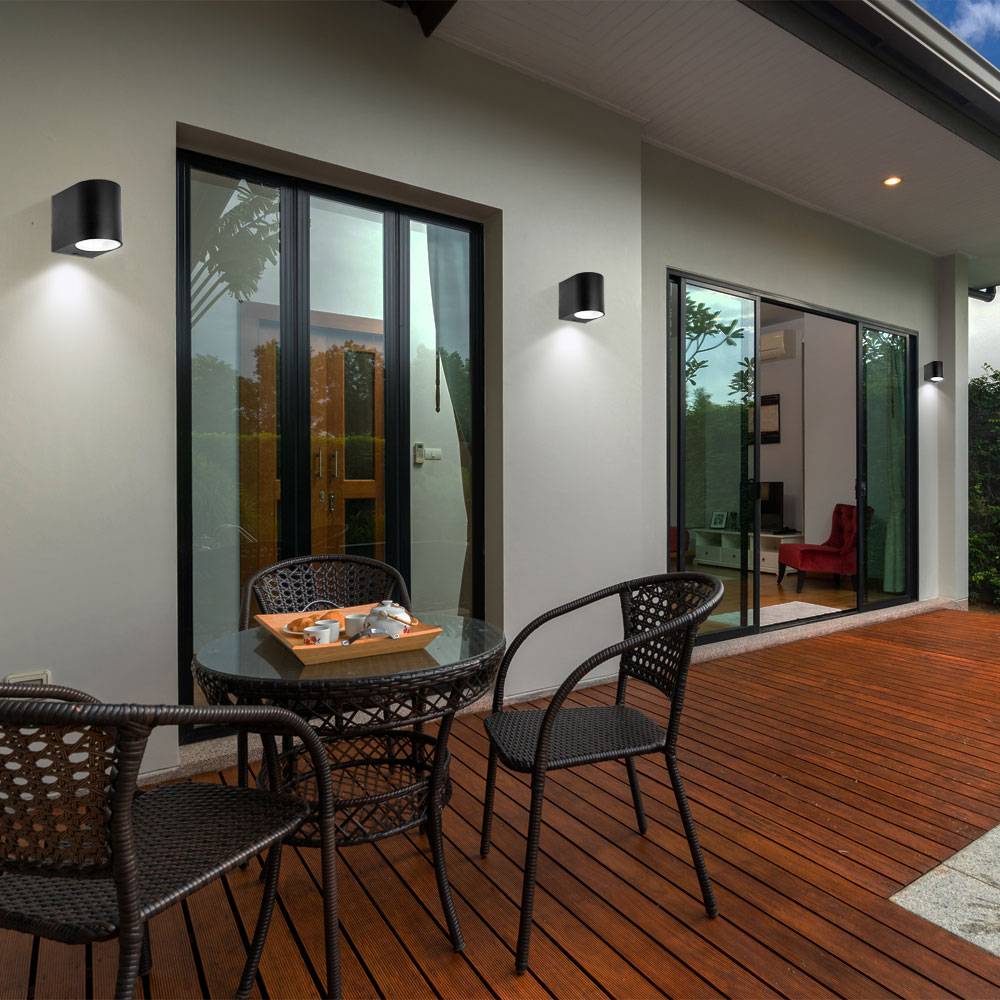 3er Set LED Down Strahler Fassaden Haus Tür Leuchten Wand Spot Außen Lampen Alu schwarz