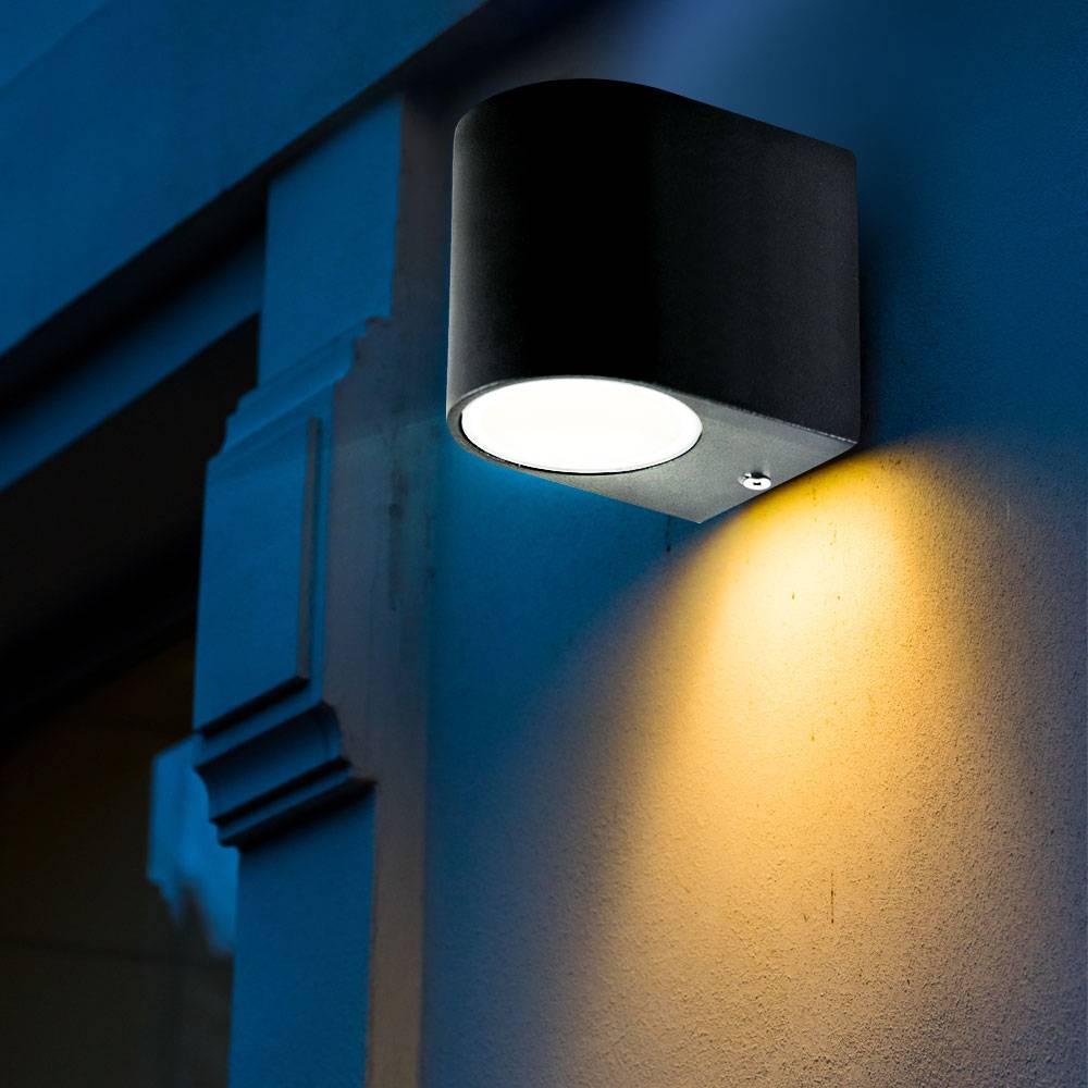 3er Set LED Down Strahler Fassaden Haus Tür Leuchten Wand Spot Außen Lampen Alu schwarz