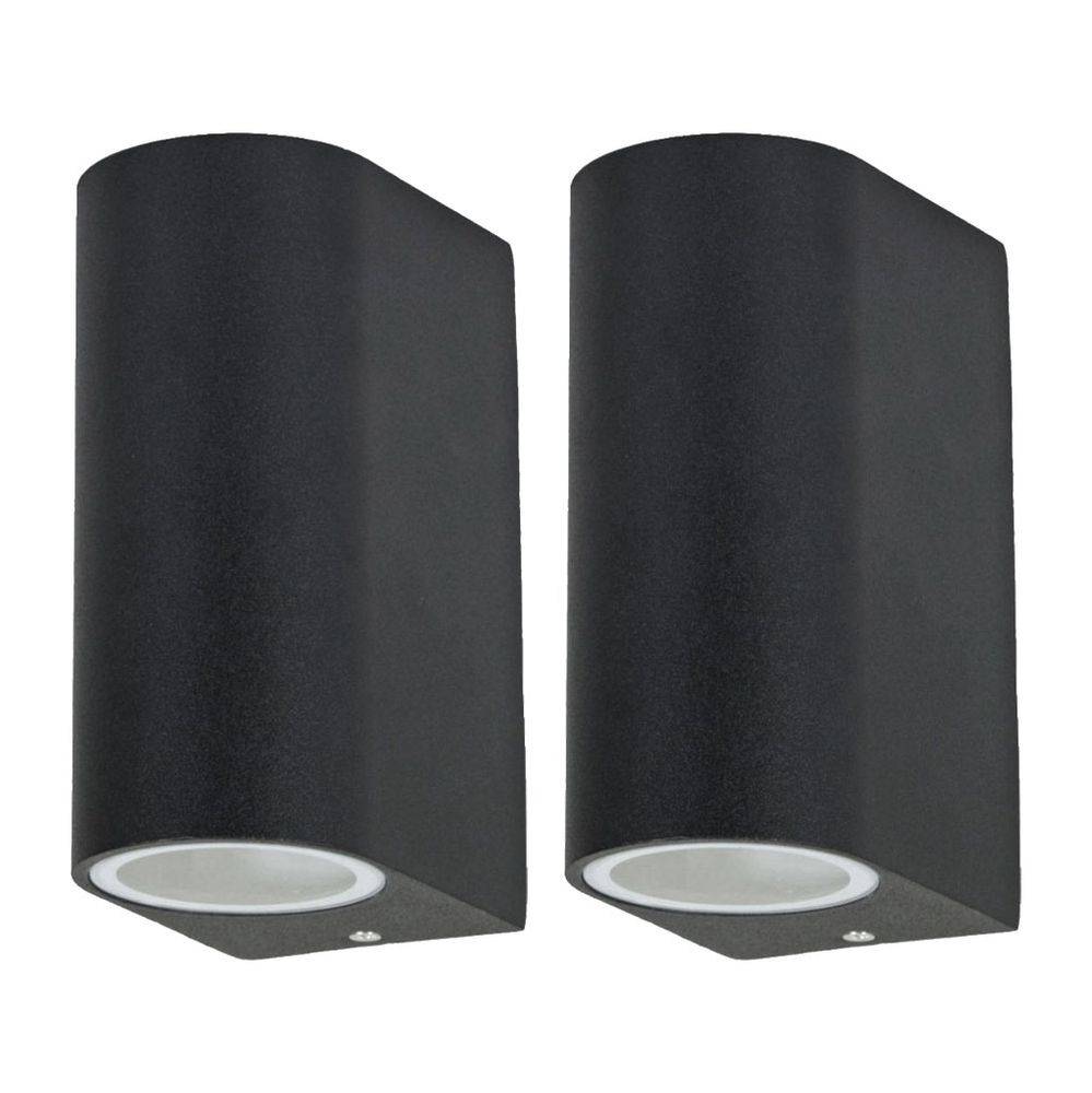 Außenleuchte Up & Down schwarz Fassadenleuchte Aluminium Wandleuchte LED außen Aussenleuchten Haus, 2x 5W 2x400lm 3000K, BxH 6,5x14,5 cm, 2er Set