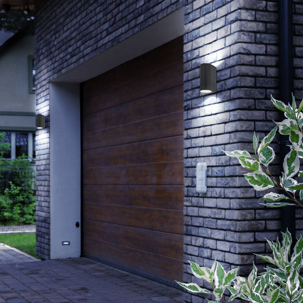 Außenleuchte Up &amp; Down schwarz Fassadenleuchte Aluminium Wandleuchte LED außen Aussenleuchten Haus, 2x 5W 2x400lm 3000K, BxH 6,5x14,5 cm, 2er Set