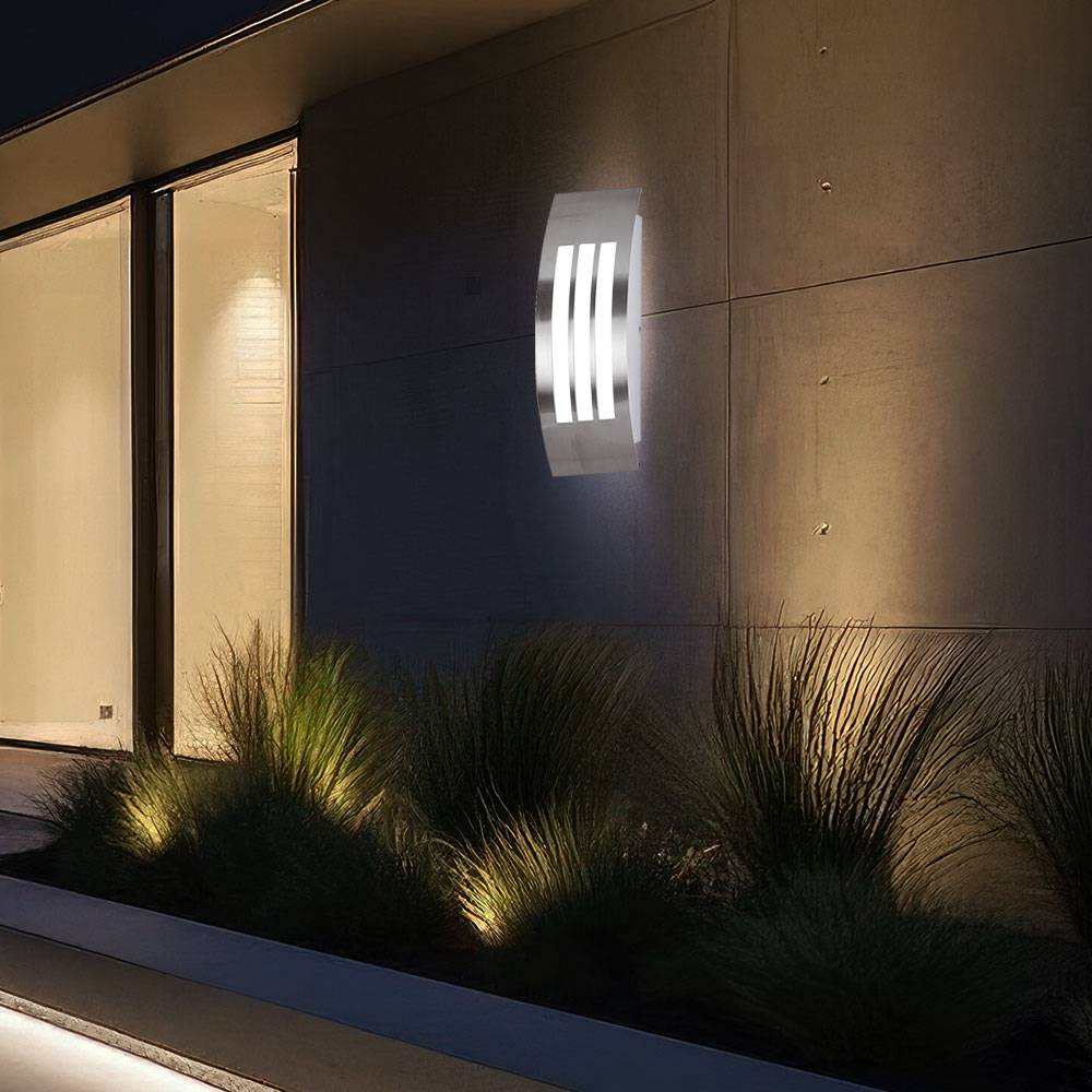 Außenwandleuchten Fassadenlampe silber Wandlampe Gartenleuchte Terrassenlampe, 1x E27. BxH 10x31,8 cm, 4er Set