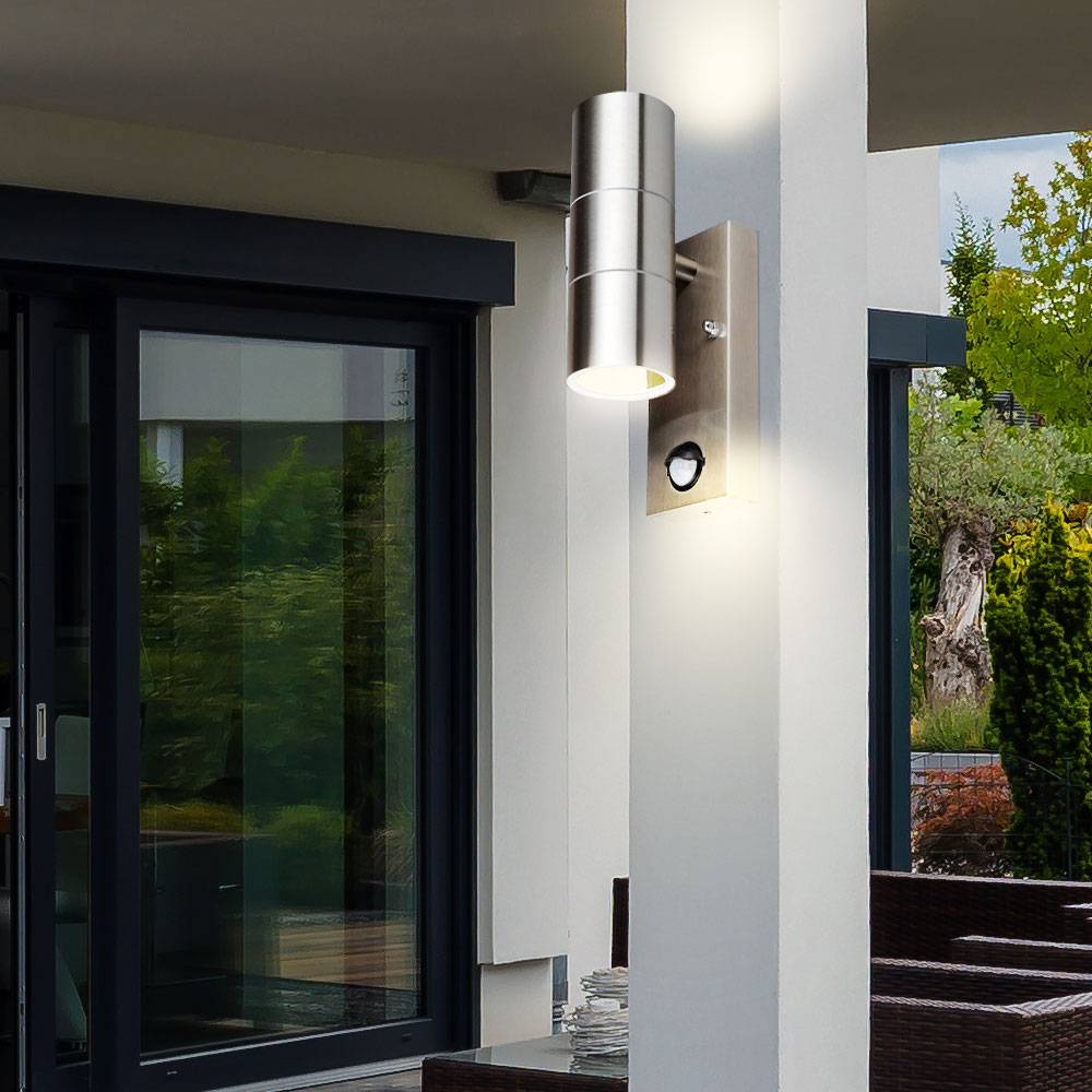 Wand Lampe Fernbedienung Außen Sensor UP DOWN Strahler dimmbar im Set inkl. RGB LED Leuchtmittel